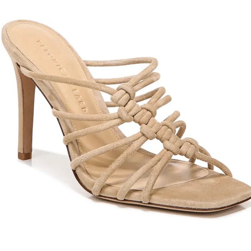 Veronica Beard Avita Leather Strappy Sandal in Sand Size 7.5